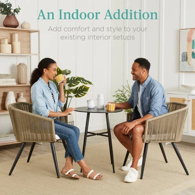 Best Choice Products Set Of 2 Indoor Outdoor Patio Dining Chairs Woven Wicker Seating Set 250lb Capacity 4 Best Choice Products Set Of 2 Indoor Outdoor Patio Dining Chairs Woven Wicker Seating Set 250lb Capacity - Image 2