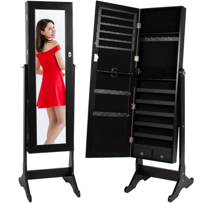 Best Choice Products 6-Tier Standing Mirror Lockable Storage Organizer Cabinet Armoire W/ Velvet Interior 10 Best Choice Products 6-Tier Standing Mirror Lockable Storage Organizer Cabinet Armoire W/ Velvet Interior - Image 8