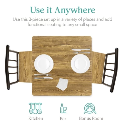 Best Choice Products 3-Piece Indoor Metal Wood Square Dining Table, Furniture Set W/ 2 Chairs 5 Best Choice Products 3-Piece Indoor Metal Wood Square Dining Table, Furniture Set W/ 2 Chairs - Image 3