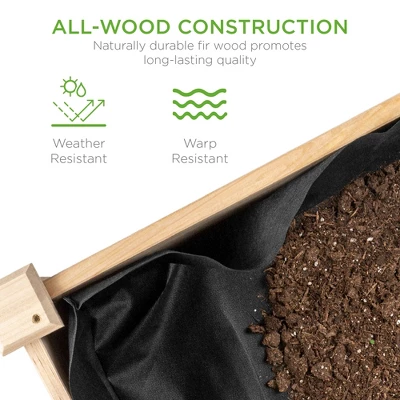 Best Choice Products 34x18x30in Raised Garden Bed, Elevated Wood Planter Box For Kids, Patio W/ Bed Liner 6 Best Choice Products 34x18x30in Raised Garden Bed, Elevated Wood Planter Box For Kids, Patio W/ Bed Liner - Image 4