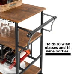 Best Choice Products 45in Industrial Wood Shelf Bar & Wine Storage Service Cart W/ Bottle & Glass Racks, Locking Wheels -Best Choice Products Shop GUEST 0b6696d4 5383 4310 b833 6e296357a014