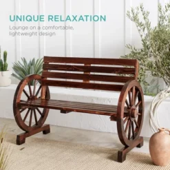 Best Choice Products 2-Person Wooden Wagon Wheel Bench For Patio, Garden, Outdoor Lounging W/ Rustic Design - Brown 12 Best Choice Products 2-Person Wooden Wagon Wheel Bench For Patio, Garden, Outdoor Lounging W/ Rustic Design - Brown -Best Choice Products Shop GUEST 0c0e08e3 5ca5 477e acee f2cfb8e50b2a