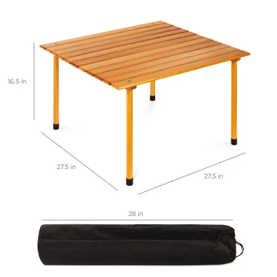 Best Choice Products 28x28in Foldable Indoor Outdoor Portable Wooden Table For Picnics, Camping, Beach W/ Carrying Case 8 Best Choice Products 28x28in Foldable Indoor Outdoor Portable Wooden Table For Picnics, Camping, Beach W/ Carrying Case - Image 6