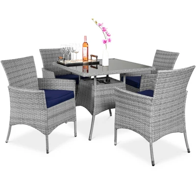 Best Choice Products 5-Piece Indoor Outdoor Wicker Patio Dining Table Furniture Set W/ Umbrella Cutout, 4 Chairs 10 Best Choice Products 5-Piece Indoor Outdoor Wicker Patio Dining Table Furniture Set W/ Umbrella Cutout, 4 Chairs - Image 8
