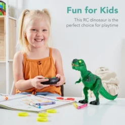 Best Choice Products Kids Remote Control Dinosaur Toy, Electronic RC T-Rex W/ Light-Up LED Eyes, Roaring Sounds - Green