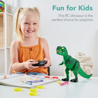 Best Choice Products Kids Remote Control Dinosaur Toy, Electronic RC T-Rex W/ Light-Up LED Eyes, Roaring Sounds - Green 3 Best Choice Products Kids Remote Control Dinosaur Toy, Electronic RC T-Rex W/ Light-Up LED Eyes, Roaring Sounds - Green