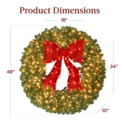 Best Choice Products 48in Artificial Pre-Lit Fir Christmas Wreath Decor W/ Red Bow, 250 LED Lights, 714 Tips, Plug-In -Best Choice Products Shop GUEST 145f3a83 e7c9 45bf 8270 9a1d507bc7ba