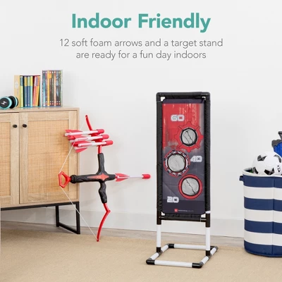 Best Choice Products Kids Bow & Arrow Set, Children's Play Archery Toy W/ Target Stand, 12 Arrows, Quiver 3 Best Choice Products Kids Bow & Arrow Set, Children's Play Archery Toy W/ Target Stand, 12 Arrows, Quiver