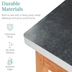 Best Choice Products Mobile Outdoor Table And Storage Cabinet W/ Hooks, 4 Wheels, Stainless Steel Top - Stained Brown -Best Choice Products Shop GUEST 163073ad 8a4a 4f50 a33d 0b1a8c50c5f2