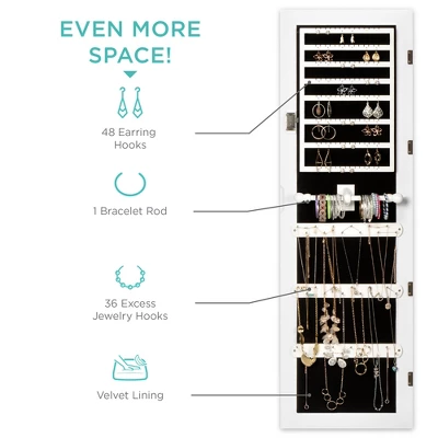 Best Choice Products 6-Tier Standing Mirror Lockable Storage Organizer Cabinet Armoire W/ LED Lights 4 Best Choice Products 6-Tier Standing Mirror Lockable Storage Organizer Cabinet Armoire W/ LED Lights - Image 2