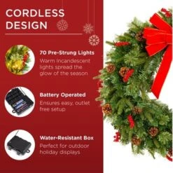 Best Choice Products Pre-Lit Battery Powered Christmas Wreath Decoration W/ PVC Tips, Ribbons -Best Choice Products Shop GUEST 1b9cd6c1 94f1 4671 a880 34a668b28eb9