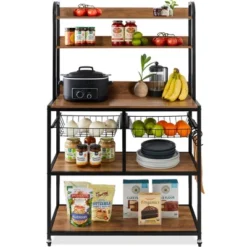 Best Choice Products 67in Counter-Height Baker's Rack W/ Locking Wheels, Adjustable Feet, 2 Wire Baskets -Best Choice Products Shop GUEST 1e657848 be08 4e8f 85db 67606940e94c