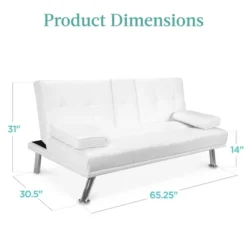 Best Choice Products Modern Faux Leather Convertible Futon Sofa W/ Removable Armrests, Metal Legs, 2 Cupholders - White 13 Best Choice Products Modern Faux Leather Convertible Futon Sofa W/ Removable Armrests, Metal Legs, 2 Cupholders - White -Best Choice Products Shop GUEST 227928bd c391 4a27 a65b 64e8f77e7aa3
