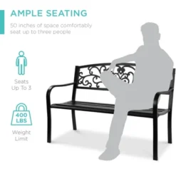 Best Choice Products Outdoor Steel Bench Garden Patio Porch Furniture W/ Floral Design Backrest, Slatted Seat -Best Choice Products Shop GUEST 22c4a03a 1286 400e 8ada f6f4a3dd0ee1