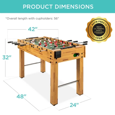 Best Choice Products 48in Competition Sized Foosball Table For Home, Game Room W/ 2 Balls, 2 Cup Holders - Light Brown 8 Best Choice Products 48in Competition Sized Foosball Table For Home, Game Room W/ 2 Balls, 2 Cup Holders - Light Brown - Image 6