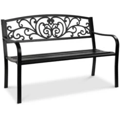 Best Choice Products Outdoor Steel Bench Garden Patio Porch Furniture W/ Floral Design Backrest, Slatted Seat -Best Choice Products Shop GUEST 28f48162 8691 4afb 942f bc2f7aaa24a4