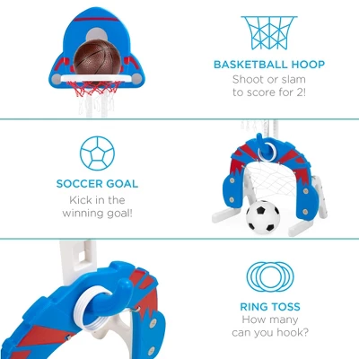 Best Choice Products 3-in-1 Toddler Basketball Hoop Sports Activity Center Grow With Me Play Set W/ Soccer, Ring Toss 3 Best Choice Products 3-in-1 Toddler Basketball Hoop Sports Activity Center Grow With Me Play Set W/ Soccer, Ring Toss - Image 2