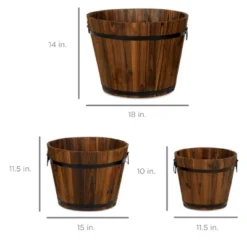 Best Choice Products Set Of 3 Rustic Wood Bucket Barrel Flower Garden Planters Set W/ Drainage Holes, Multiple Sizes -Best Choice Products Shop GUEST 3dbd876d ec60 45a2 bd4e 9d4b91818bc0