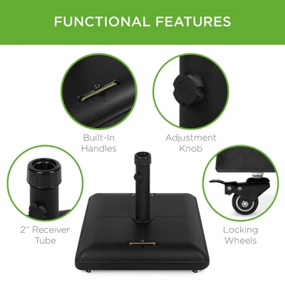 Best Choice Products 81lb. Heavy Duty Square Concrete Rolling Patio Umbrella Base Stand W/ Locking Wheels 6 Best Choice Products 81lb. Heavy Duty Square Concrete Rolling Patio Umbrella Base Stand W/ Locking Wheels - Image 4