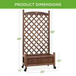 Best Choice Products 48in Mobile Wood Planter Box & Diamond Lattice Trellis, W/ Drainage Holes, Optional Wheels - Walnut -Best Choice Products Shop GUEST 4314297c 771f 4550 962e 23cfc6ee9919