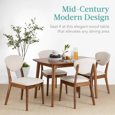 Best Choice Products 5-Piece Compact Wooden Mid-Century Modern Dining Set W/ 4 Chairs, Padded Seat & Back - Brown/White 3 Best Choice Products 5-Piece Compact Wooden Mid-Century Modern Dining Set W/ 4 Chairs, Padded Seat & Back - Brown/White