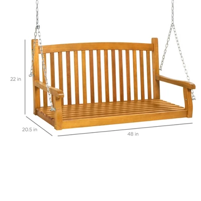 Best Choice Products 48in Wooden Curved Back Hanging Porch Swing Bench For Patio, Deck W/ Mounting Chains 8 Best Choice Products 48in Wooden Curved Back Hanging Porch Swing Bench For Patio, Deck W/ Mounting Chains - Image 6