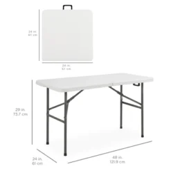 Best Choice Products 4ft Plastic Folding Table, Indoor Outdoor Heavy Duty Portable W/ Handle, Lock For Picnic - White -Best Choice Products Shop GUEST 5a3f6e6d ee95 4a51 b4ce cc10d96c02a4