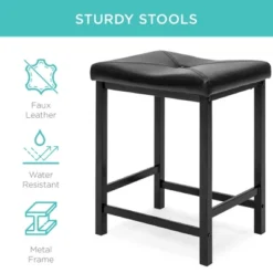 Best Choice Products 3-Piece Counter Height Dining Table Set W/ 2 Faux Leather Stools, Space-Saving Design - Black -Best Choice Products Shop GUEST 63ae6793 6fc9 4cd6 a38d d64c62b5ddf9