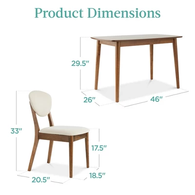 Best Choice Products 5-Piece Compact Wooden Mid-Century Modern Dining Set W/ 4 Chairs, Padded Seat & Back - Brown/White 8 Best Choice Products 5-Piece Compact Wooden Mid-Century Modern Dining Set W/ 4 Chairs, Padded Seat & Back - Brown/White - Image 6