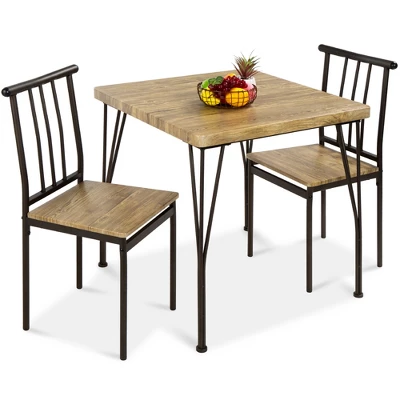Best Choice Products 3-Piece Indoor Metal Wood Square Dining Table, Furniture Set W/ 2 Chairs 9 Best Choice Products 3-Piece Indoor Metal Wood Square Dining Table, Furniture Set W/ 2 Chairs - Image 7