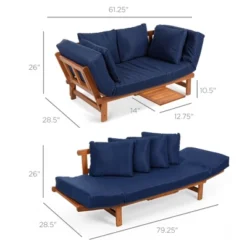 Best Choice Products Outdoor Convertible Acacia Wood Futon Sofa W/ Pullout Tray, 4 Pillows, All-Weather Cushion - Navy -Best Choice Products Shop GUEST 762e0155 9033 420f bf1c 8181a03e3d8e