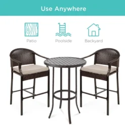 Best Choice Products 3-Piece Outdoor Wicker Bistro Bar Height Set For Patio, Garden W/ Barstools, Steel Frame 14 Best Choice Products 3-Piece Outdoor Wicker Bistro Bar Height Set For Patio, Garden W/ Barstools, Steel Frame -Best Choice Products Shop GUEST 7737588f 5673 47ba a0b1 de45b83a63a0