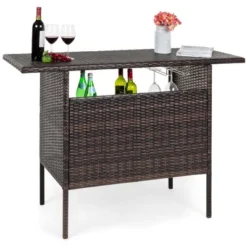 Best Choice Products Outdoor Patio Wicker Bar Counter Table W/ 2 Steel Shelves, 2 Sets Of Rails -Best Choice Products Shop GUEST 7d28bd22 799f 4fc8 8c57 7c701b45a976