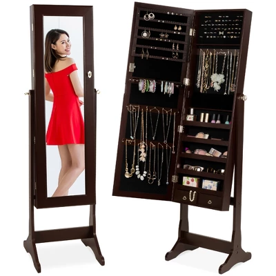 Best Choice Products 6-Tier Standing Mirror Lockable Storage Organizer Cabinet Armoire W/ Velvet Interior 11 Best Choice Products 6-Tier Standing Mirror Lockable Storage Organizer Cabinet Armoire W/ Velvet Interior - Image 9