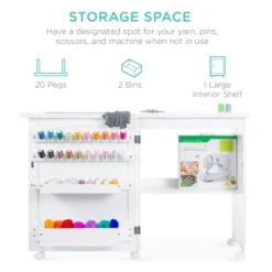 Best Choice Products Sewing Machine Table & Desk W/ Craft Storage And Bins