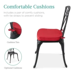 Best Choice Products 3-Piece Aluminum Patio Bistro Set W/ Umbrella Hole, 2 Chairs, Polyester Cushions - Black/Red 9 Best Choice Products 3-Piece Aluminum Patio Bistro Set W/ Umbrella Hole, 2 Chairs, Polyester Cushions - Black/Red -Best Choice Products Shop GUEST 83d20081 9cfd 40d5 9c11 3cd66d06a235