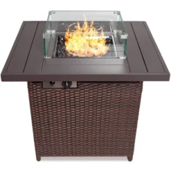 Best Choice Products 32in Fire Pit Table 50,000 BTU Outdoor Wicker Patio W/ Wind Guard, Glass Beads, Cover -Best Choice Products Shop GUEST 943cc656 d466 459b 9258 b04b9f778d34