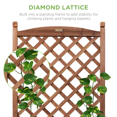 Best Choice Products 60in Mobile Wood Planter Box & Diamond Lattice Trellis, W/ Drainage Holes, Optional Wheels - Walnut 3 Best Choice Products 60in Mobile Wood Planter Box & Diamond Lattice Trellis, W/ Drainage Holes, Optional Wheels - Walnut