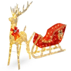 Best Choice Products Lighted Christmas 4ft Reindeer & Sleigh Outdoor Yard Decoration Set W/ 205 LED Lights, Stakes -Best Choice Products Shop GUEST 9f64557b b6bc 4fc4 8034 666dfa331e0c