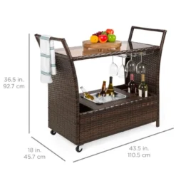 Best Choice Products Wicker Outdoor Rolling Bar Cart W/ Ice Bucket, Glass Countertop, Glass Holders, Storage - Brown 13 Best Choice Products Wicker Outdoor Rolling Bar Cart W/ Ice Bucket, Glass Countertop, Glass Holders, Storage - Brown -Best Choice Products Shop GUEST a5a11fd2 a64d 40eb 9b0d 80de3a533489