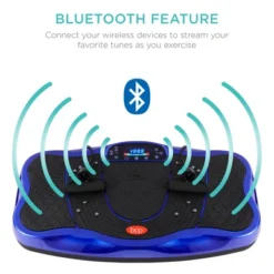 Best Choice Products Vibration Platform, Full Body Exercise Machine W/ Bluetooth Speakers, 5 Resistance Bands - Blue