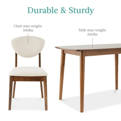 Best Choice Products 5-Piece Compact Wooden Mid-Century Modern Dining Set W/ 4 Chairs, Padded Seat & Back - Brown/White 7 Best Choice Products 5-Piece Compact Wooden Mid-Century Modern Dining Set W/ 4 Chairs, Padded Seat & Back - Brown/White - Image 5