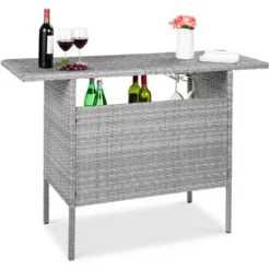 Best Choice Products Outdoor Patio Wicker Bar Counter Table W/ 2 Steel Shelves, 2 Sets Of Rails -Best Choice Products Shop GUEST aede1aad 1759 464e 9584 6fce486ed0fe