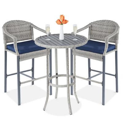 Best Choice Products 3-Piece Outdoor Wicker Bistro Bar Height Set For Patio, Garden W/ Barstools, Steel Frame 11 Best Choice Products 3-Piece Outdoor Wicker Bistro Bar Height Set For Patio, Garden W/ Barstools, Steel Frame - Image 9