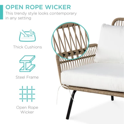 Best Choice Products Outdoor Woven Rope Sectional Patio Furniture, L-Shaped Conversation Set W/ Table 4 Best Choice Products Outdoor Woven Rope Sectional Patio Furniture, L-Shaped Conversation Set W/ Table - Image 2