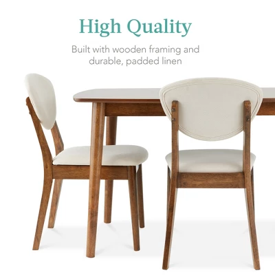 Best Choice Products 5-Piece Compact Wooden Mid-Century Modern Dining Set W/ 4 Chairs, Padded Seat & Back - Brown/White 6 Best Choice Products 5-Piece Compact Wooden Mid-Century Modern Dining Set W/ 4 Chairs, Padded Seat & Back - Brown/White - Image 4