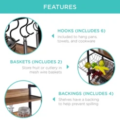 Best Choice Products 67in Counter-Height Baker's Rack W/ Locking Wheels, Adjustable Feet, 2 Wire Baskets -Best Choice Products Shop GUEST b7b04d67 5e56 4998 977c c6914d81d7c0