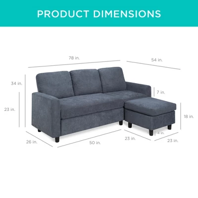 Best Choice Products Upholstered Sectional Sofa Couch W/ Chaise Lounge, 3-Seat Design, Ottoman Bench 8 Best Choice Products Upholstered Sectional Sofa Couch W/ Chaise Lounge, 3-Seat Design, Ottoman Bench - Image 6