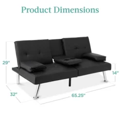 Best Choice Products Modern Faux Leather Convertible Futon Sofa W/ Removable Armrests, Metal Legs, 2 Cupholders -Best Choice Products Shop GUEST bdcedf31 fa4e 4cf5 ba09 7fd110803e1d