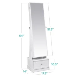 Best Choice Products 360 Swivel Standing Mirrored Jewelry Cabinet, LED-Lit Makeup Organizer W/ Mirror - White 13 Best Choice Products 360 Swivel Standing Mirrored Jewelry Cabinet, LED-Lit Makeup Organizer W/ Mirror - White -Best Choice Products Shop GUEST bfb5e473 a483 4ec3 a1fa aec0ddfb6dc2